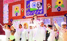 Tiny tots of Government Model High School, Sector 34, perform a dance to mark the birth anniversary of Subhas Chandra Bose in Chandigarh on Monday