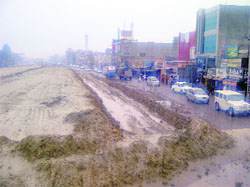 Commuters face problems due to delay in completion of six-laning project of Nathinal Highway.