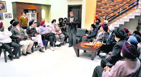 Ludhiana West Congress candidate Bharat Bhushan Ashu interacts with residents of Model Town in Ludhiana.