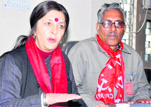 CPM Politburo member Brinda Karat in Haridwar on Tuesday. 