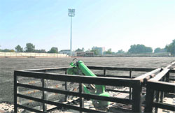 A view of the hockey stadium at the PAU in Ludhiana