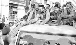 Team Anna members during a road show in Amritsar 