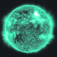 A NASA image taken on Monday shows a flare shooting out of the top of the Sun.