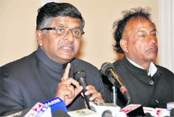 Senior BJP leader Ravi Shankar Prasad at a press conference in Dehradun on Wednesday.