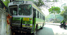 The bus involved in the accident.