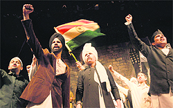 Students of Lawrence School, Sanawar, stage a play at the Tagore Theatre in Chandigarh on Thursday