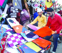 Boys purchase kites ahead of Basant Panchami in Jalandhar