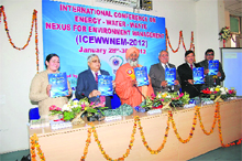 Balbir Singh Seechewal (third from left) flanked by KC Bhardwaj on his right and RP Dahiya on his left at a conference in Sirsa on Saturday.
