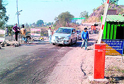 Members of the staff deployed by a private contractor to collect toll tax on the Chandigarh-Manali highway at Gara Mour in Bilaspur district