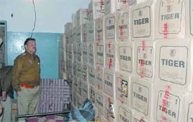 Seized cartons of liquor in Jalandhar