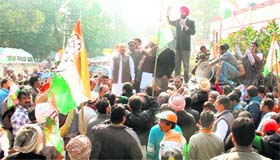 Congress candidate from Jalandhar Cantt Jagbir Brar campaigning on Saturday