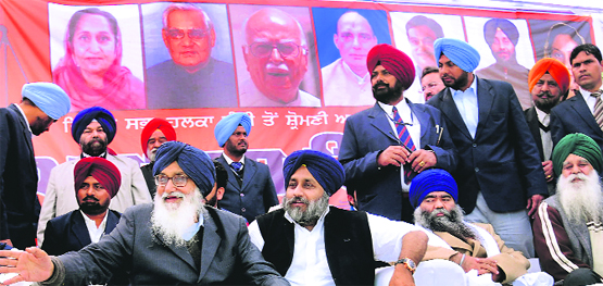 Chief Minister Parkash Singh Badal at an election rally in Lambi