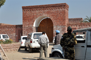 An view of the CMs residence at the Badal village in Lambi constituency on Sunday, where SAD workers kept coming throughout the day.