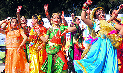 Children participate in a dance competition at Leisure Valley, Sector 10, on Sunday