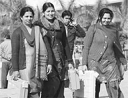 Poll officials with election material in Phase VI of Mohali on Sunday