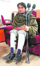 Prabhjot Singh puts up a brave fight inspite of severe hemophilia-A chronic, hepatitic-C, hemophilia arthopathy and osteoprosis arthritis.