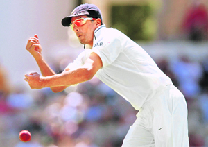 Rahul Dravid drops a catch during the Fourth Test in Adelaide.