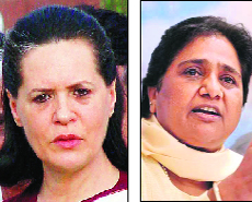 (Left) Sonia Gandhi and (right) Mayawati