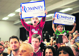 Republican presidential hopeful Mitt Romneys supporters at a campaign rally in Florida