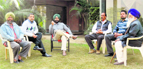 Gurpreet Singh Bhatti, PPP candidate from Khanna, along with his supporters at his home in Khanna on Tuesday.