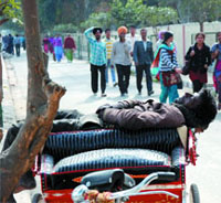 A rickshaw-puller catches forty winks in Bathinda on a sunny Wednesday
