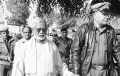 Accused Swami Aseemanand being produced at the District Court in Panchkula