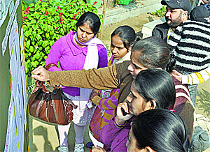 Parents check the first list of students selected for admission at Salwan Montessori School, Rajinder Nagar, New Delhi