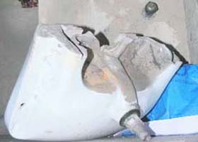 The broken washbasin of a doctor's room at Civil Hospital on Wednesday