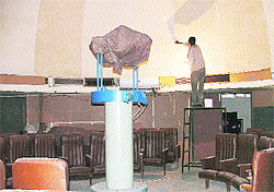The renovation work in progress at the Nehru Planetarium in Ludhiana