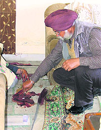 A policeman inspects the scene of the crime