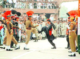 A file photo of the Retreat ceremony at Attari border.