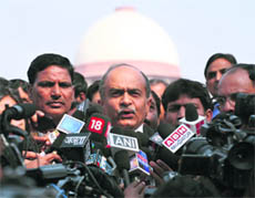 Prashant Bhushan, a lawyer and the main petitioner in the 2G case, speaks with the media after a verdict outside the Supreme Court in New Delhi on Thursday