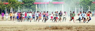 Candidates undergo a physical test during an Army recruitment rally held in the Bathinda cantonment area on Thursday.