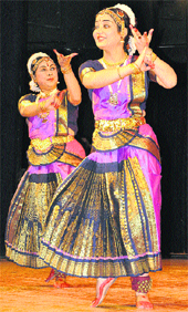 Suchitra Mitra and Sumita perfom at Tagore Theatre in Chandigarh on Thursday.