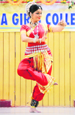 Geeta Mahlik, Odissi dancer, performs at Ramgharhia College in Ludhiana on Thursday.
