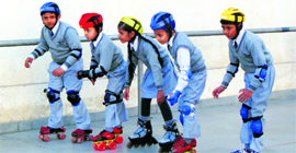 Students take part in skating competition at Bal Bharti School.