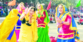 Girls participate in a cultural programme during the Annual Athletics Meet at Guru Nanak College on Thursday.