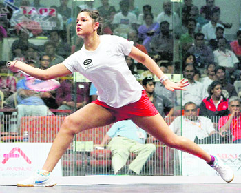 Dipika Pallikal of India in action in Chennai on Friday. 