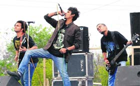 Students perform at UIET fest Goonj in Panjab University, Chandigarh, on Saturday