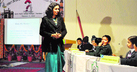 A quiz competition under way at Delhi Public School at Ranipur in Haridwar on Saturday.
