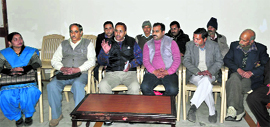HLHP leaders address a press conference in Hamirpur on Saturday.