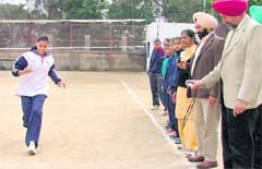 An aspirant is supervised by experts during trials for the SAI training centre in Ludhiana 