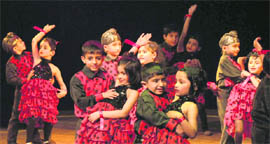 Students present salsa during the annual function of DAV Public School at the Tagore Theatre in Chandigarh on Sunday.