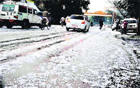 A hailstrorm hit Haridwar and its surrounding areas early in the morning on Sunday