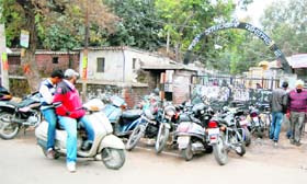 Vehicles parked illegally outside the district courts complex in Amritsar