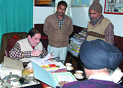 Dr Satpal Bhateja produces the certificates of qualification and registration demanded by the officials of the health department, who conducted surprise checking at his clinic, in Bathinda on Monday.