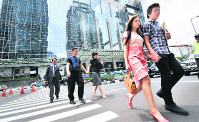 A street in Jakarta's modern business district. Indonesia said Monday its economy grew at 6.5% in 2011  the fastest pace since the 1997-98 Asian financial crisis, spurred by strong household consumption and private investment in Southeast Asia's biggest economy, and putting it on track to hit the government's 6.7% forecast for 2012