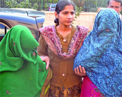 Two women arrested by the Delhi police in the Falak case, in New Delhi on Monday. 