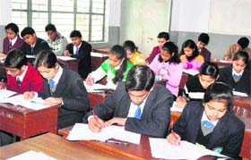 Students participate in a workshop in a school in Haridwar