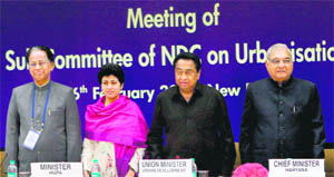 Union Urban Development Minister Kamal Nath, Minister of Culture Kumari Selja, Chief Minister Bhupinder Singh Hooda and Assam Chief Minister Tarun Gogoi at the second meeting of the National Development Council (NDC) subcommittee on urbanisation programme in New Delhi on Monday.